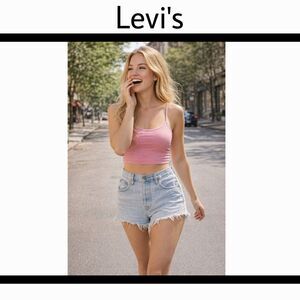 Levi’s 501 Cutoff Mid rise Jean Shorts Sz 26 Light Wash